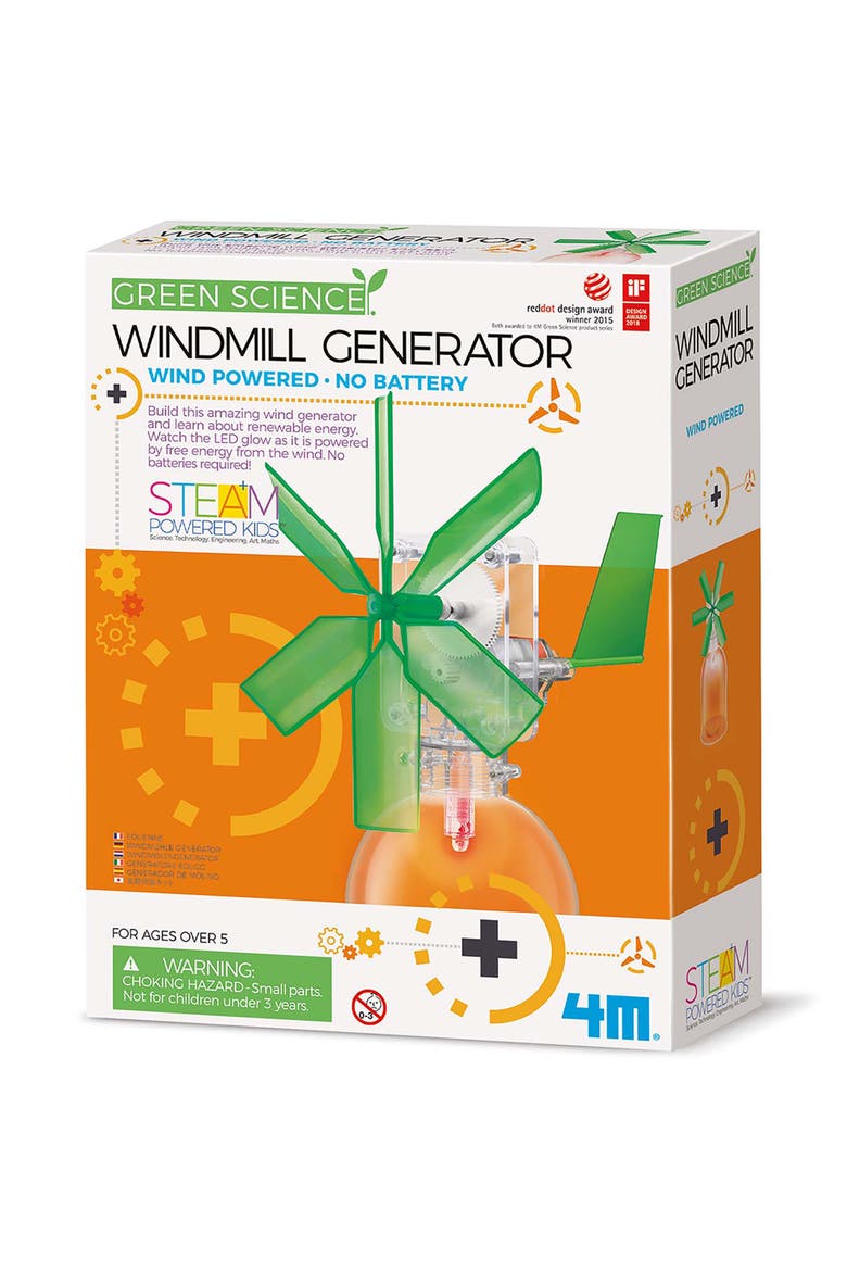 Green Science, Windmill Generator, DIY Mini Air Powered Turbine Kit, Kids 5+, Main, color, Multicolored