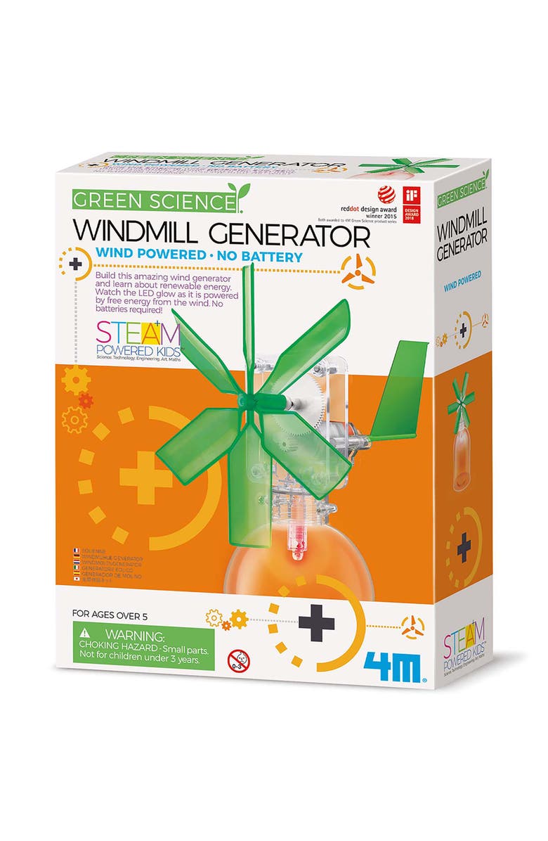 4M Green Science, Windmill Generator, DIY Mini Air Powered Turbine Kit, Kids 5+, Main, color, Multicolored