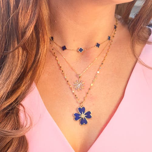 The Lovery Fine Jewelry Lapis Starburst Clover Charm In Gold