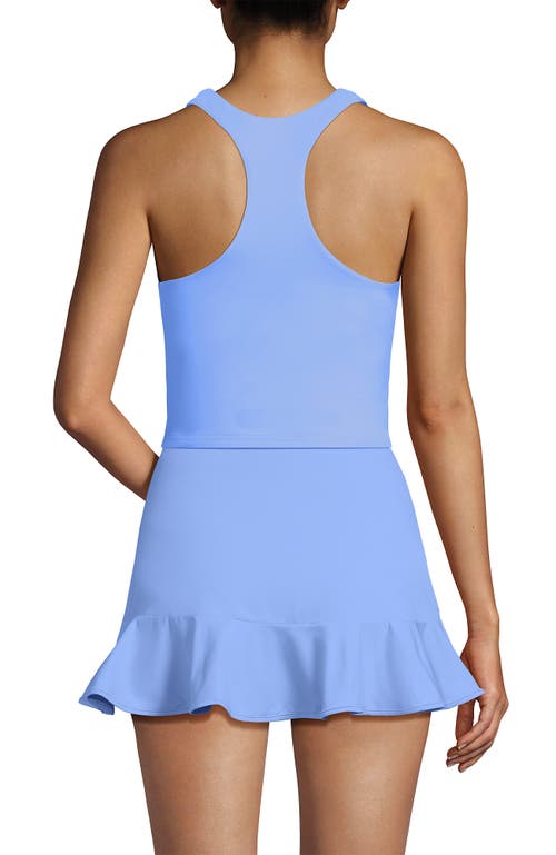 Lands' End Chlorine Resistant High Neck Racerback Midkini Swimsuit Top In Blue