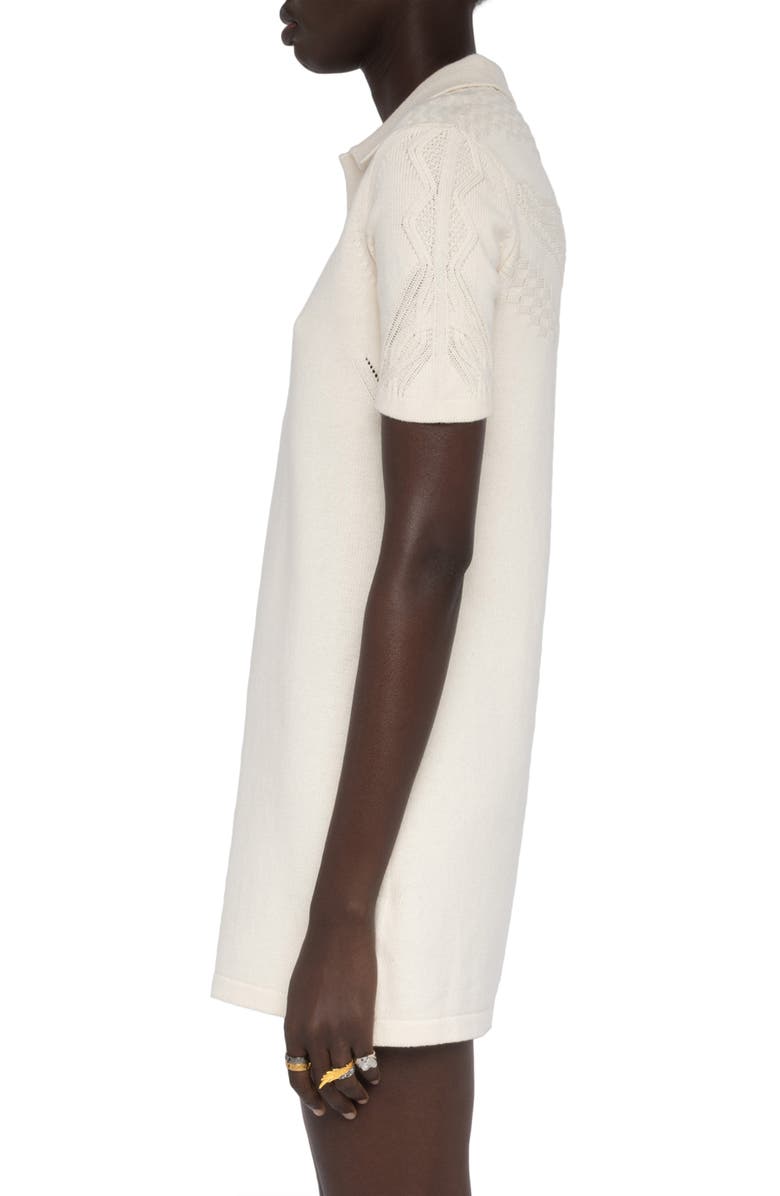 Zadig & Voltaire Lulu Cotton & Wool Jacquard Polo Sweater Dress, Alternate, color, Vanille