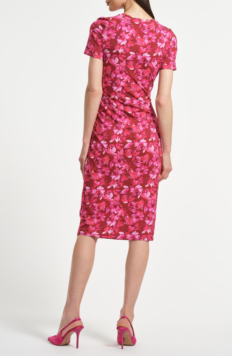 Isaac Mizrahi New York Ruched Waist Dress, Alternate, color, Ruby Flora