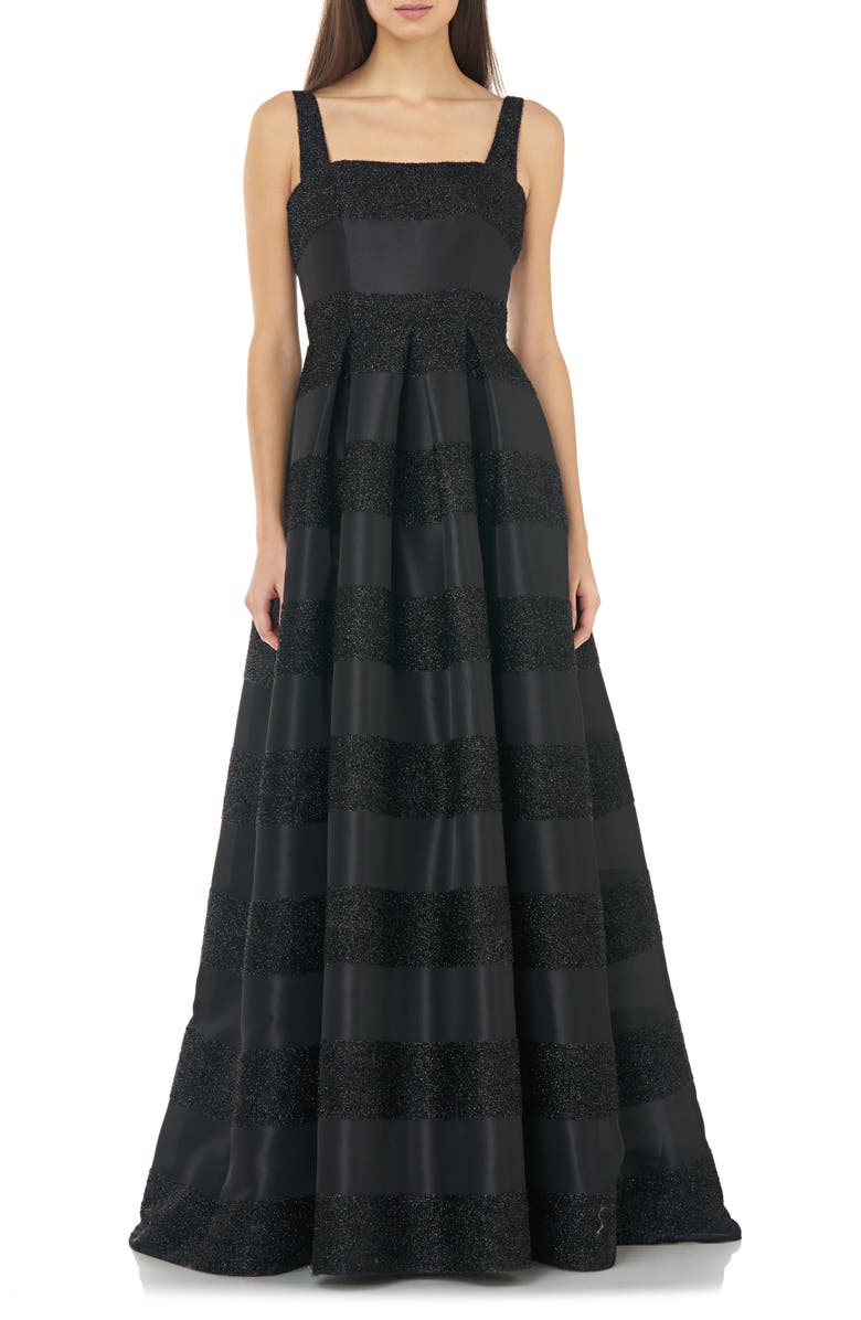 Carmen Marc Valvo Infusion Glitter Stripe Ballgown, Main, color, 