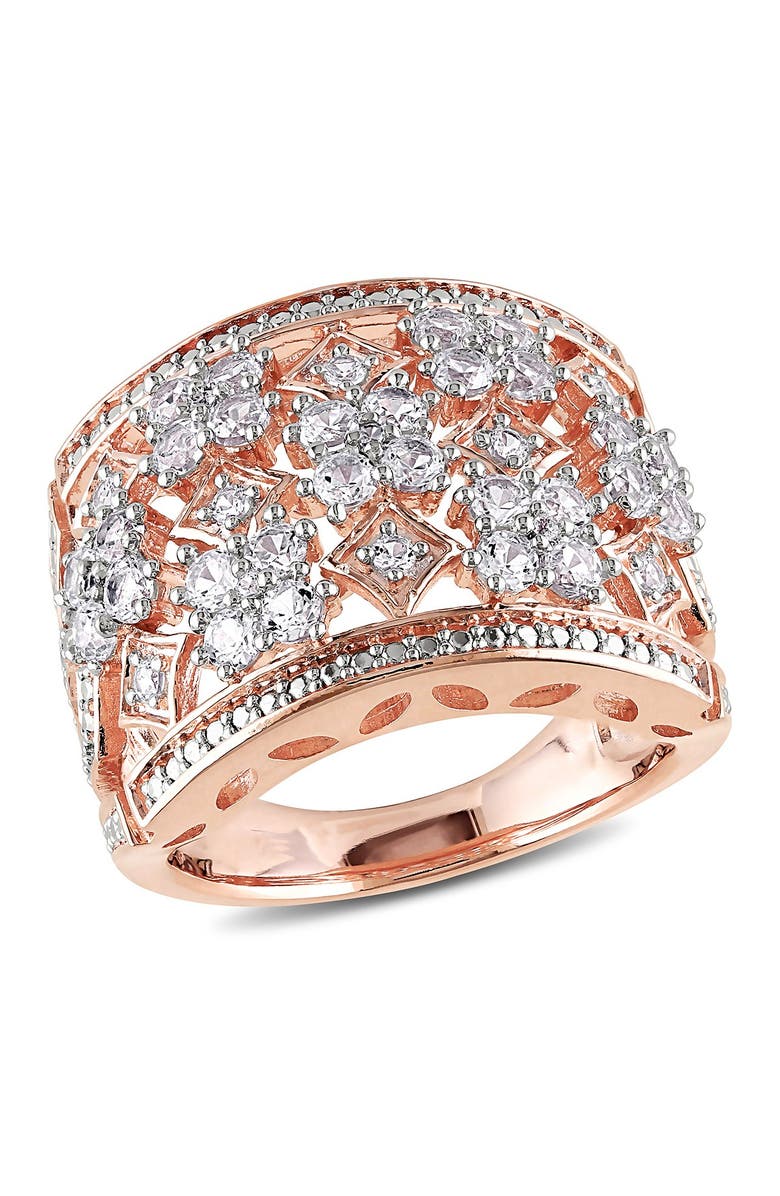 DELMAR Two-Tone Created White Sapphire Cutout Ring, Main, color,