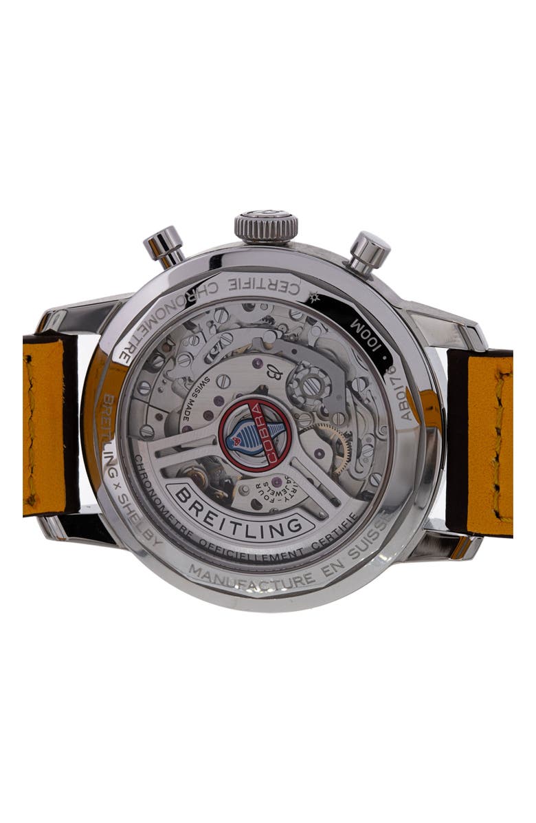 Watchfinder & Co. Breitling x Shelby Cobra Preowned 2023 Top Time AB0176 Automatic Leather Strap Watch, 41mm, Alternate, color, Blue