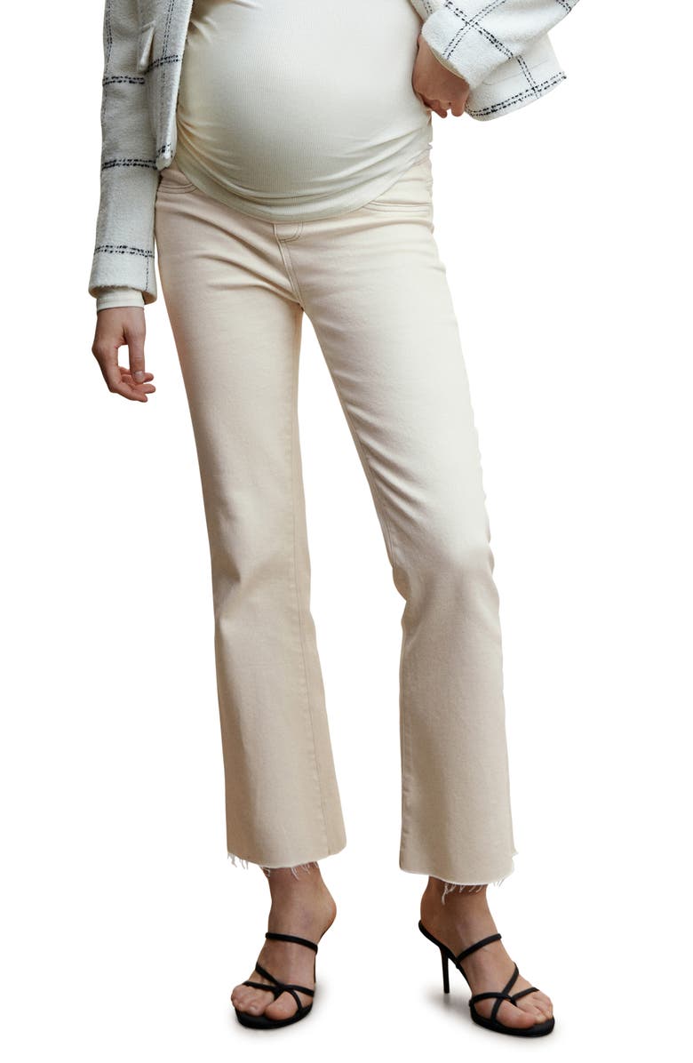 MANGO Fray Crop Flare Maternity Jeans, Alternate, color, 