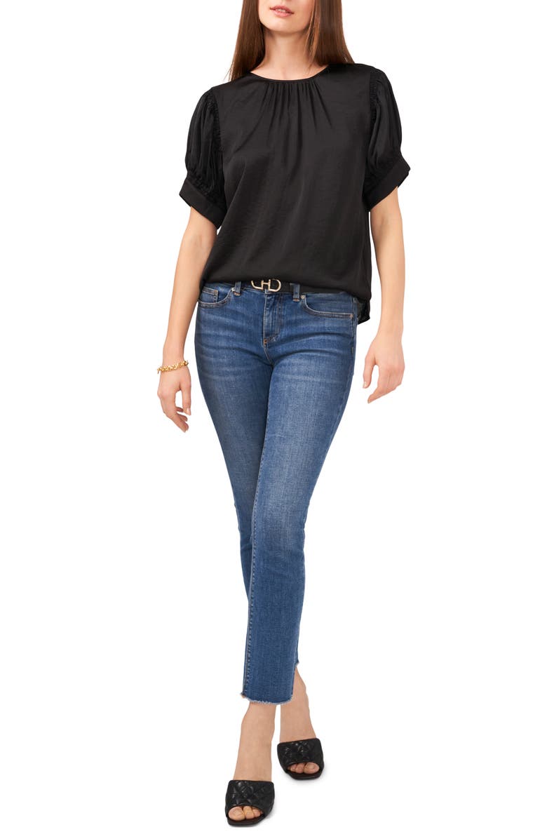 Vince Camuto Shirred Neck Rumpled Satin Blouse, Alternate, color, 