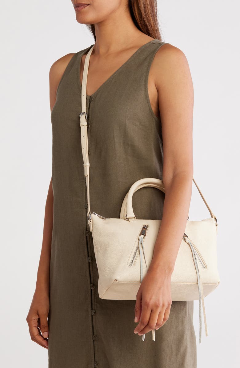 Rebecca Minkoff Moto Zip Leather Satchel, Alternate, color, Eggshell