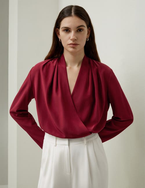 Shop Lilysilk Silk Crêpe De Chine Long Sleeve Blouse In Cherry Red