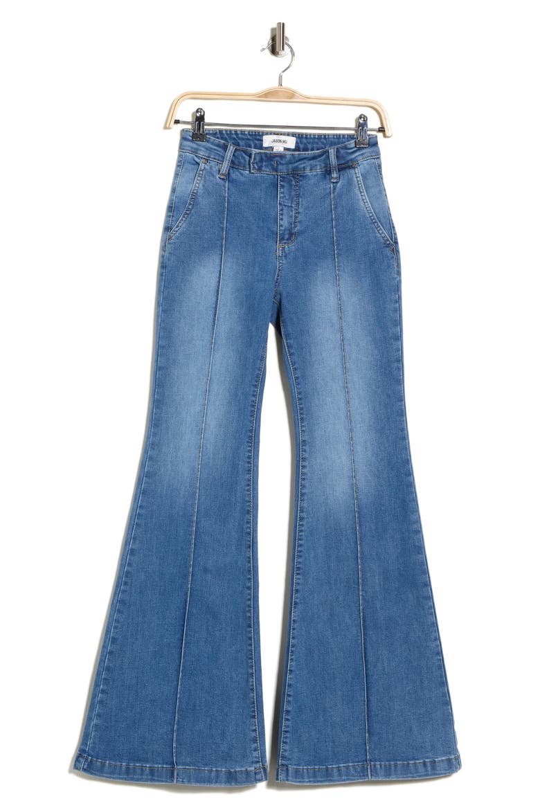 Seamed Flare Leg Jeans, Main, color, MEDIUM INDIGO WASH