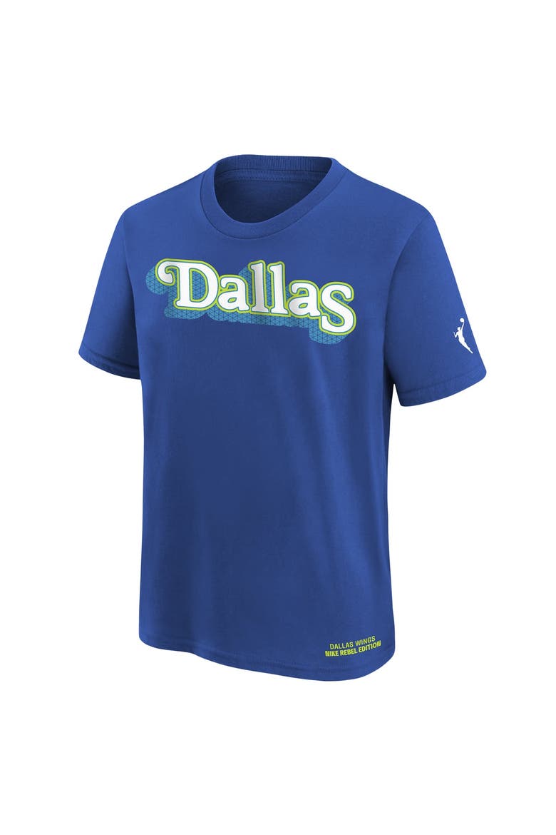 Youth Nike  Blue Dallas Wings Rebel Edition T-Shirt, Alternate, color, Blue