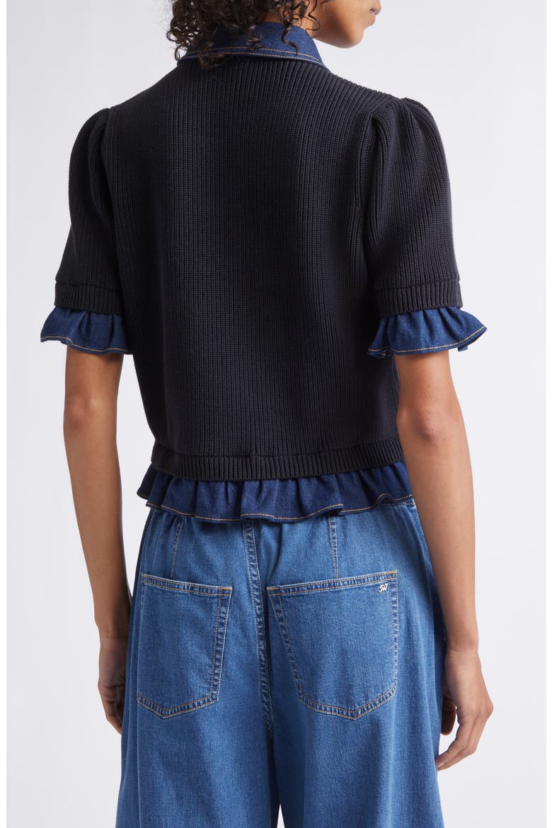 Shelly Denim Trim Sweater, Alternate, color, BLACK/ TWLIGHT