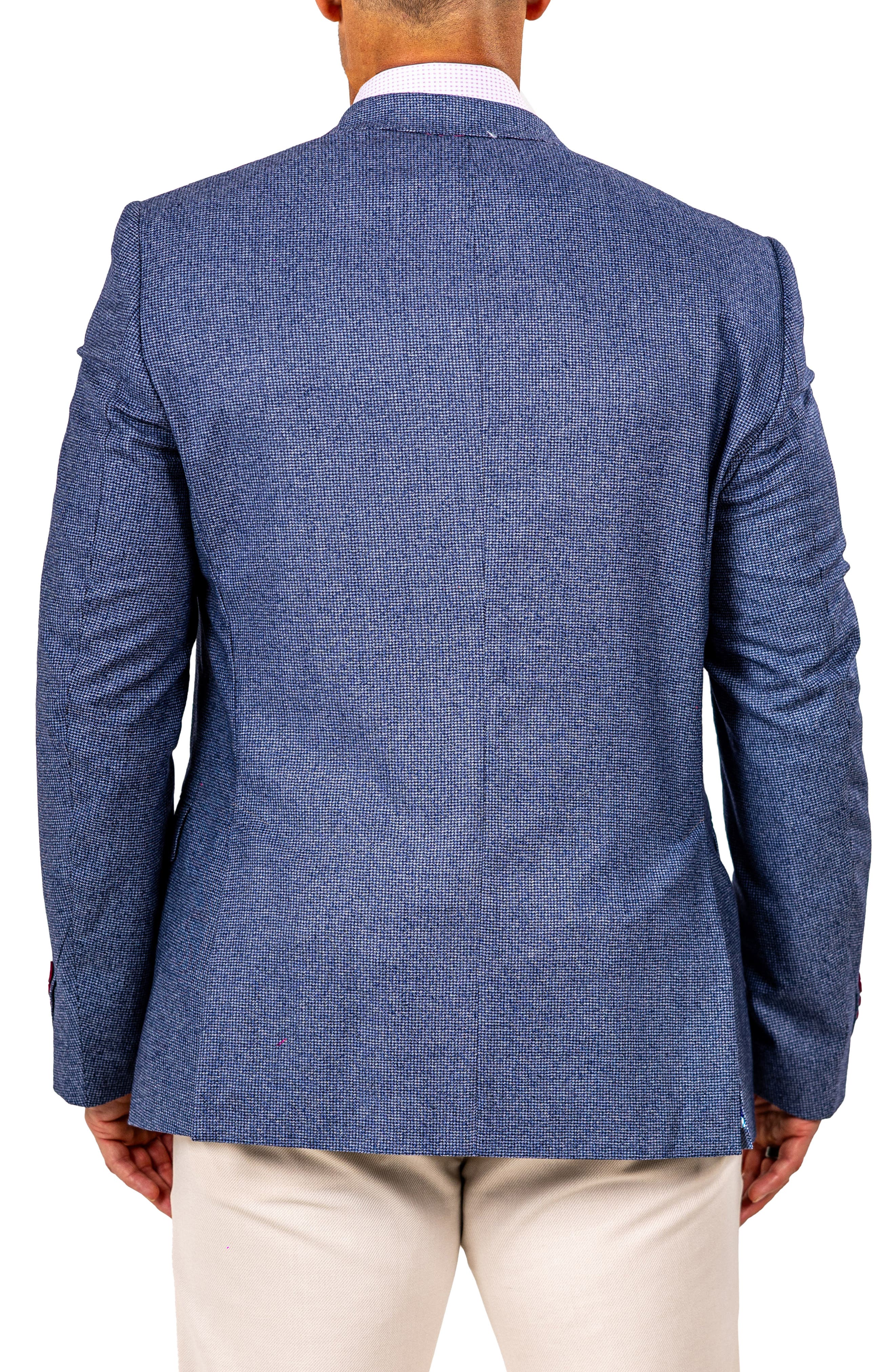 Descartes Marthyr0010 Blue Microcheck Virgin Wool Peak Lapel Blazer - image 2
