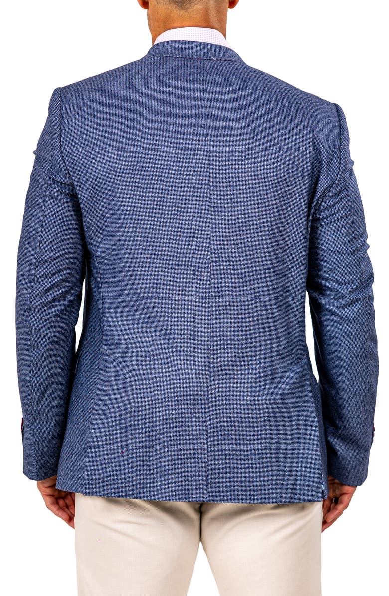 Maceoo Descartes Marthyr0010 Blue Microcheck Virgin Wool Peak Lapel Blazer, Alternate, color, Blue