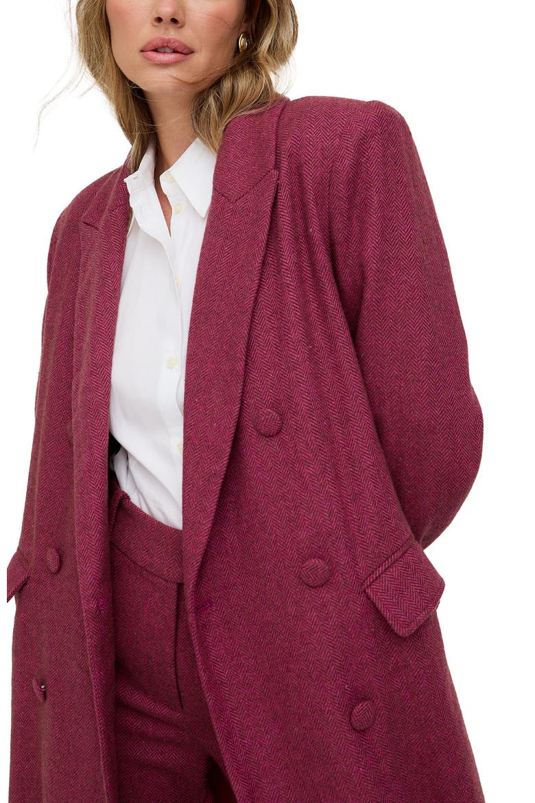 Jakki Tailored Herringbone Print Coat, Alternate, color, Pink