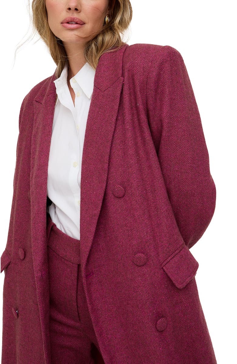 Lily and Lionel London Jakki Tailored Herringbone Print Coat, Alternate, color, Pink