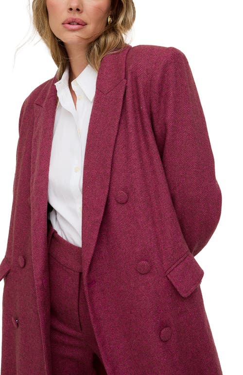 Lily And Lionel London Jakki Tailored Herringbone Print Coat In Pink