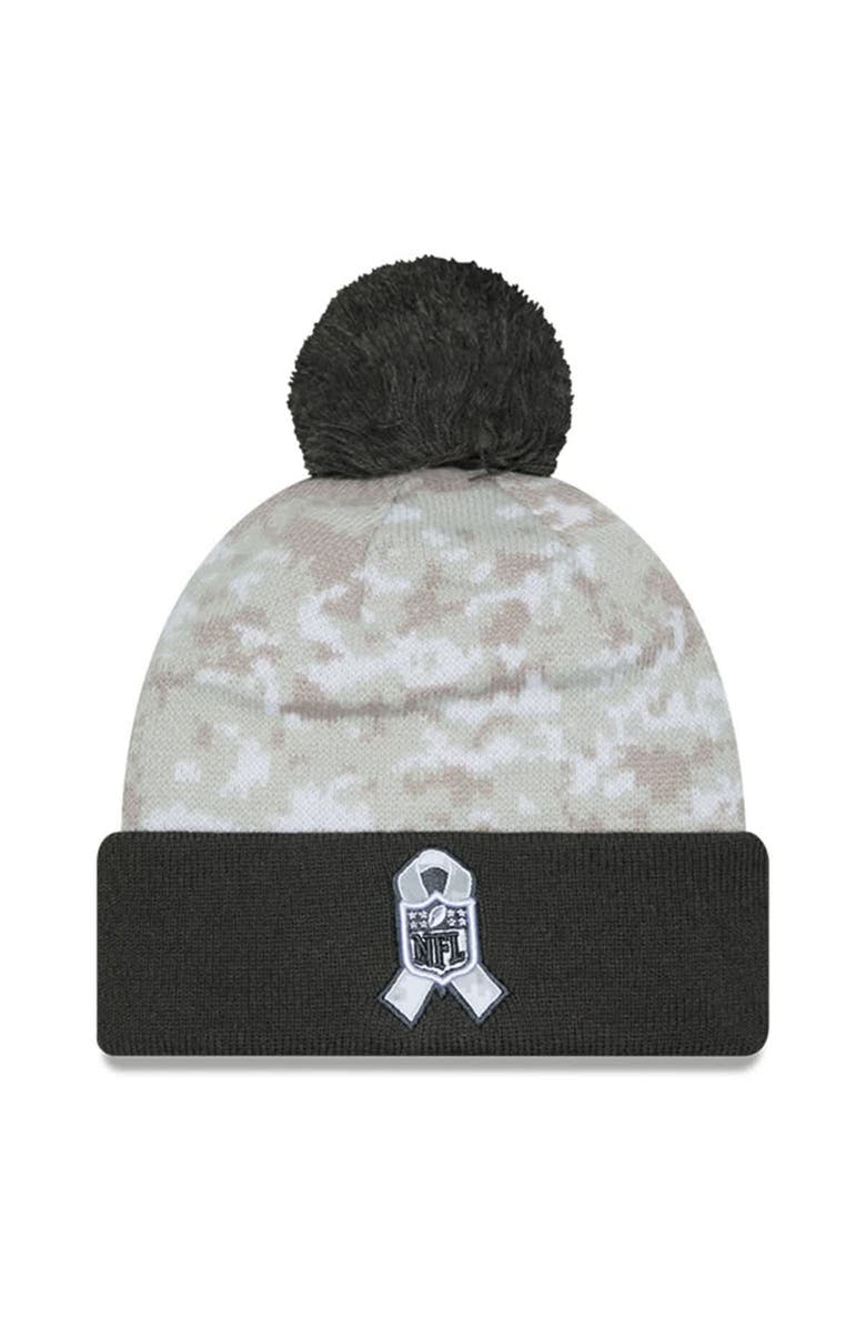 New Era Men's New Era White/Graphite San Francisco 49ers 2024 Salute To Service Digital Camo Cuffed Knit Hat with Pom, Alternate, color,
