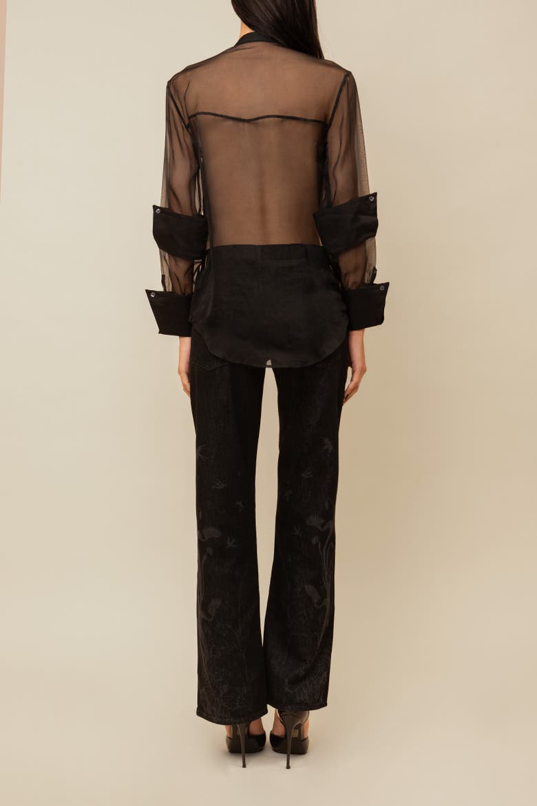 Winifred Sheer Beaded Silk Organza Blouse, Alternate, color, Black
