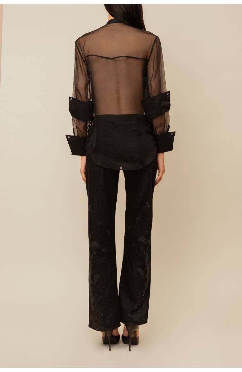 Contessa Mills Winifred Sheer Beaded Silk Organza Blouse, Alternate, color, Black