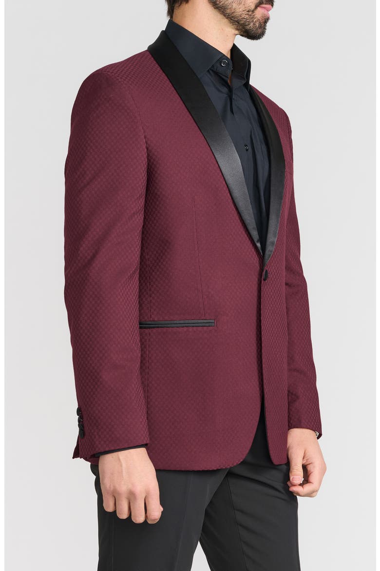 Tonal Jacquard Dinner Jacket, Alternate, color, BURGUNDY