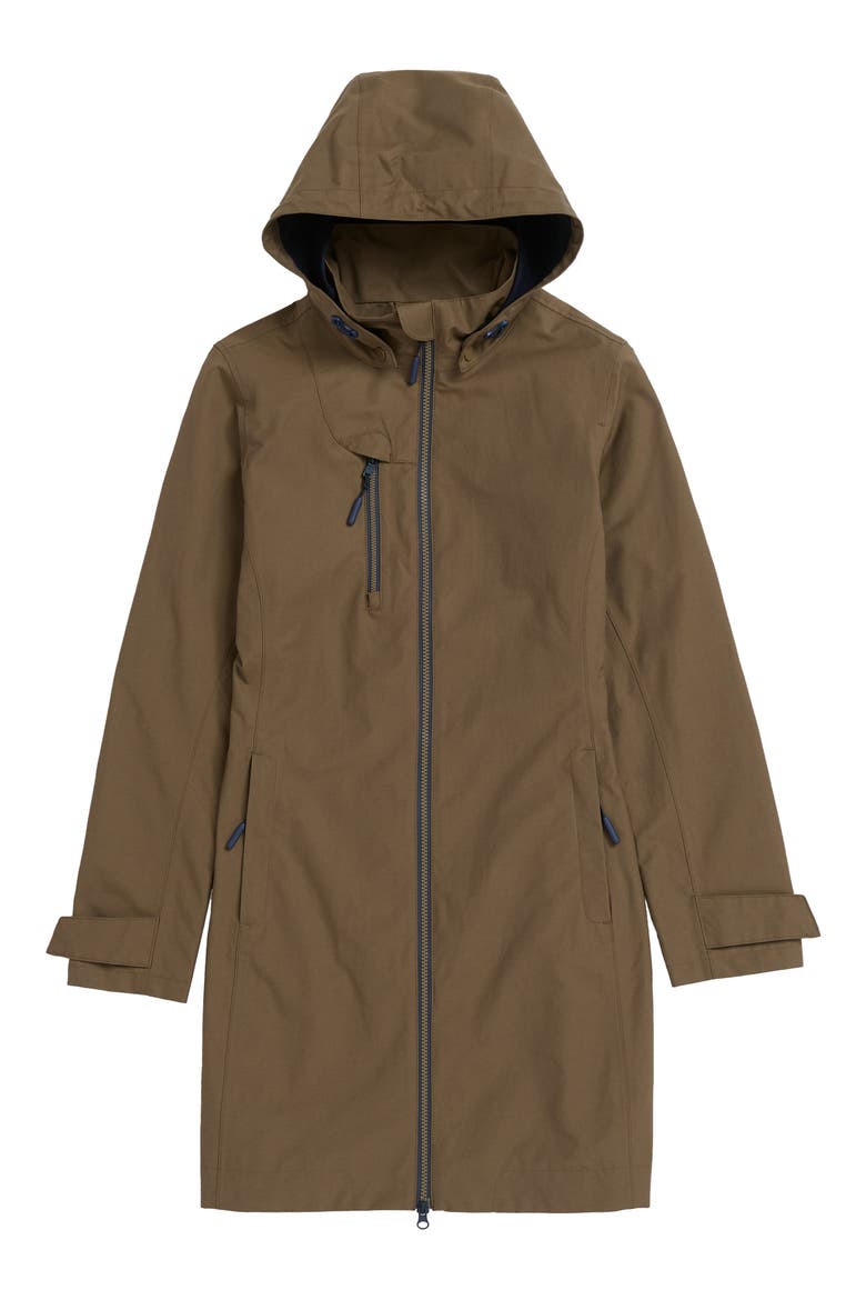 Coverack Waterproof Organic Cotton Raincoat with Removable Hood, Alternate, color, LAUREL