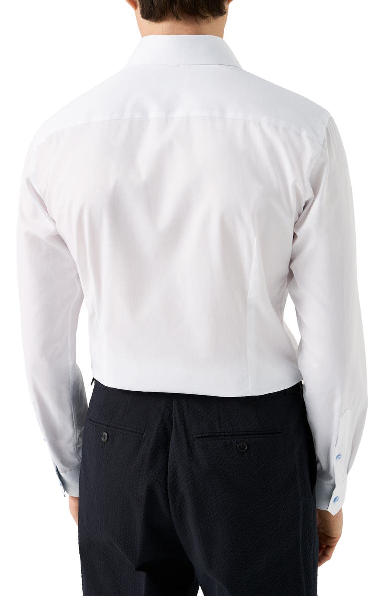 Eton Slim Fit Solid with Floral Detail Signature Twill Button-Up Shirt, Alternate, color, White