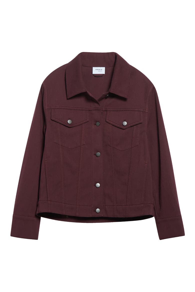 Stretch Denim Trucker Jacket, Alternate, color, BLACKBERRY