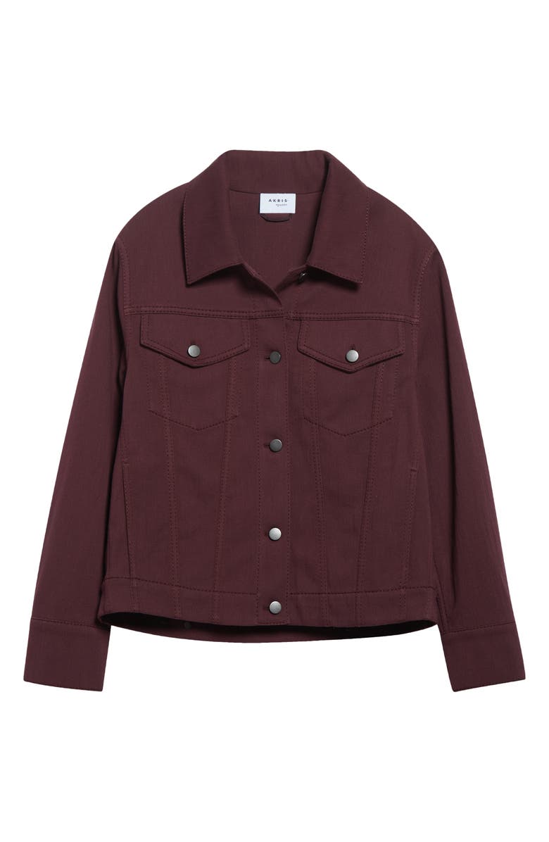 Akris punto Stretch Denim Trucker Jacket, Alternate, color, Blackberry