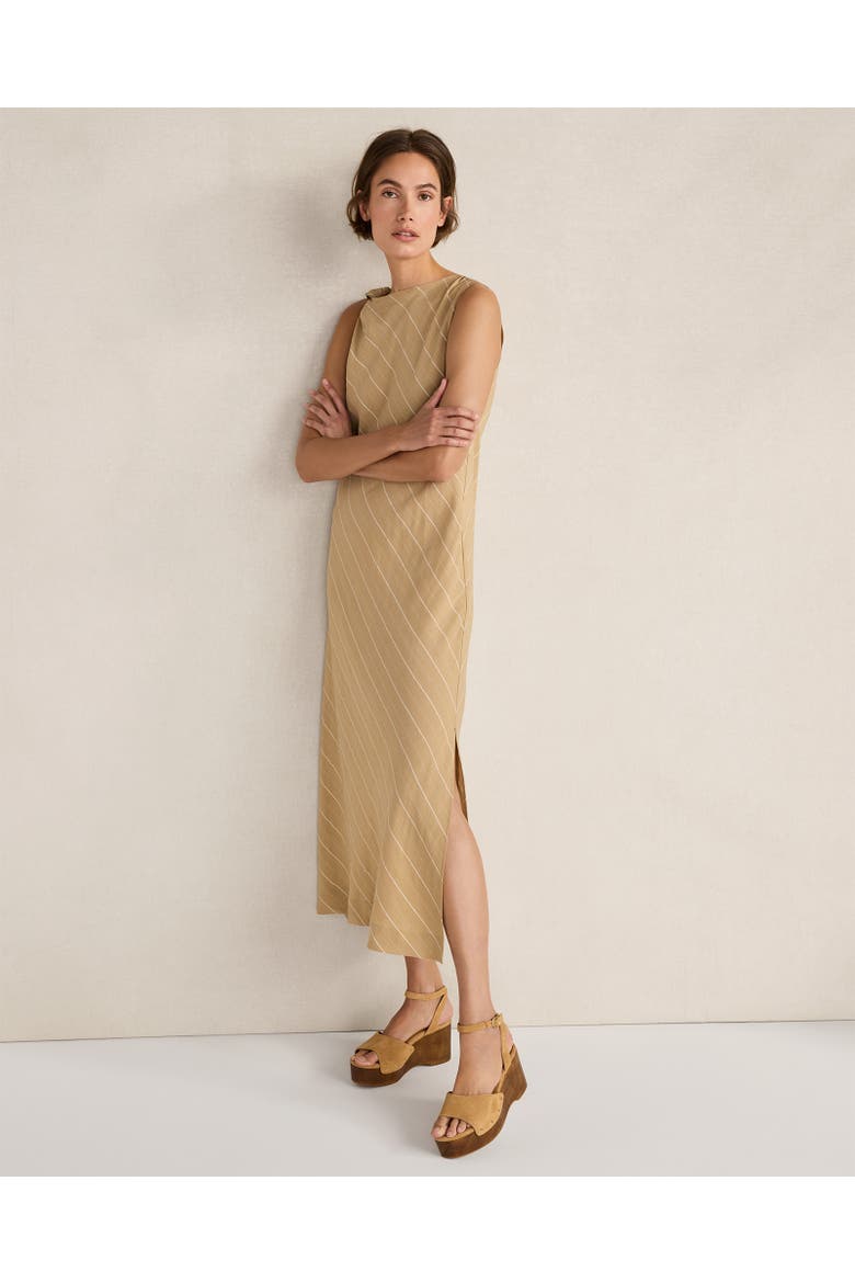 Silky Linen Blend Maxi Dress, Main, color, Seta Stripe Neutral  Multi