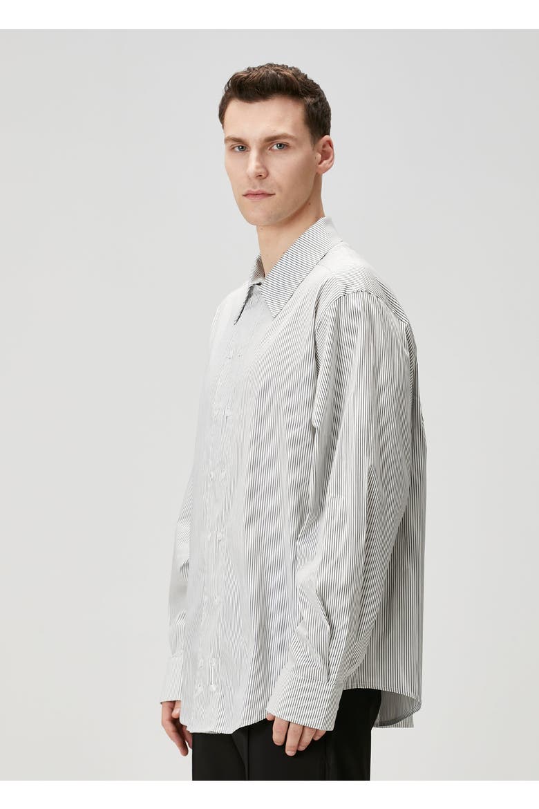 Cotton Blend Striped Woven Shirt, Alternate, color, grey