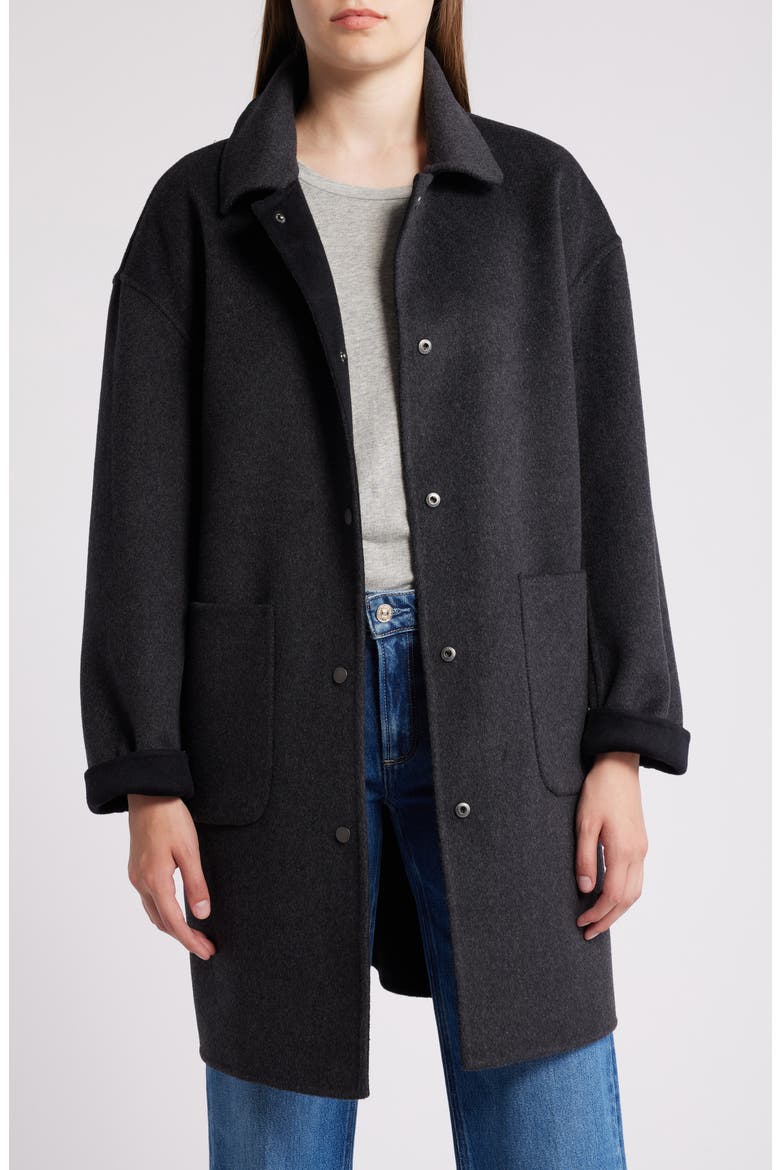Reversible Wool Blend Barn Jacket, Alternate, color, BLACK CHARCOAL