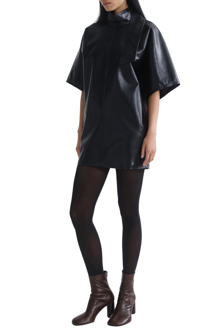Kembra Recycled Leather Blend Shift Minidress, Alternate, color, DETOX BLACK