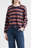 THE GREAT. Field Stripe Relaxed Fit Cotton T-Shirt