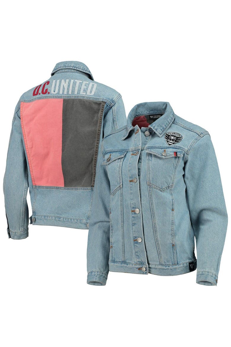 Women's The Wild Collective Blue D.C. United Print Denim Button-Up Jacket, Main, color, Blue