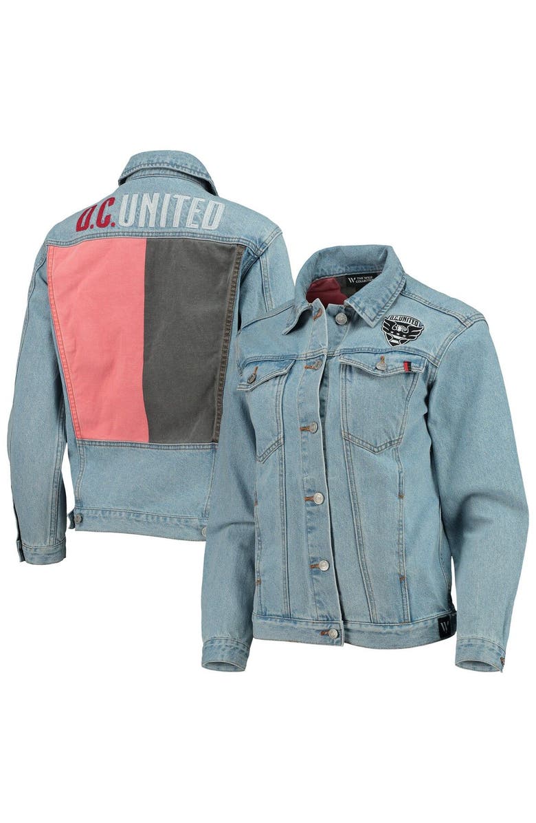 THE WILD COLLECTIVE Women's The Wild Collective Blue D.C. United Print Denim Button-Up Jacket, Main, color, Blue