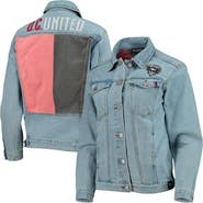 THE WILD COLLECTIVE Women's The Wild Collective Blue D.C. United Print Denim Button-Up Jacket