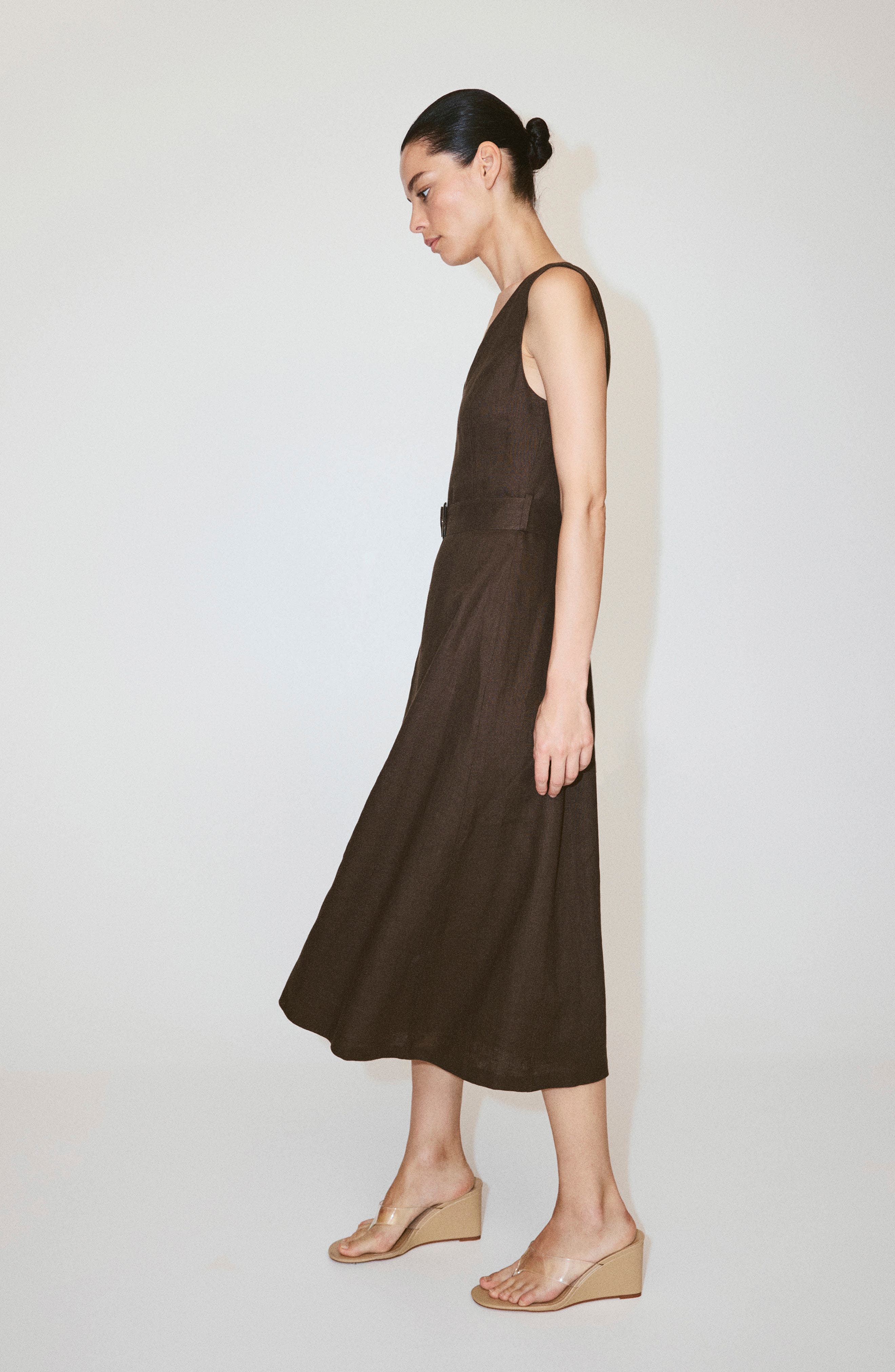 mango belted linen dress MANGO Women's Belt Linen Dress