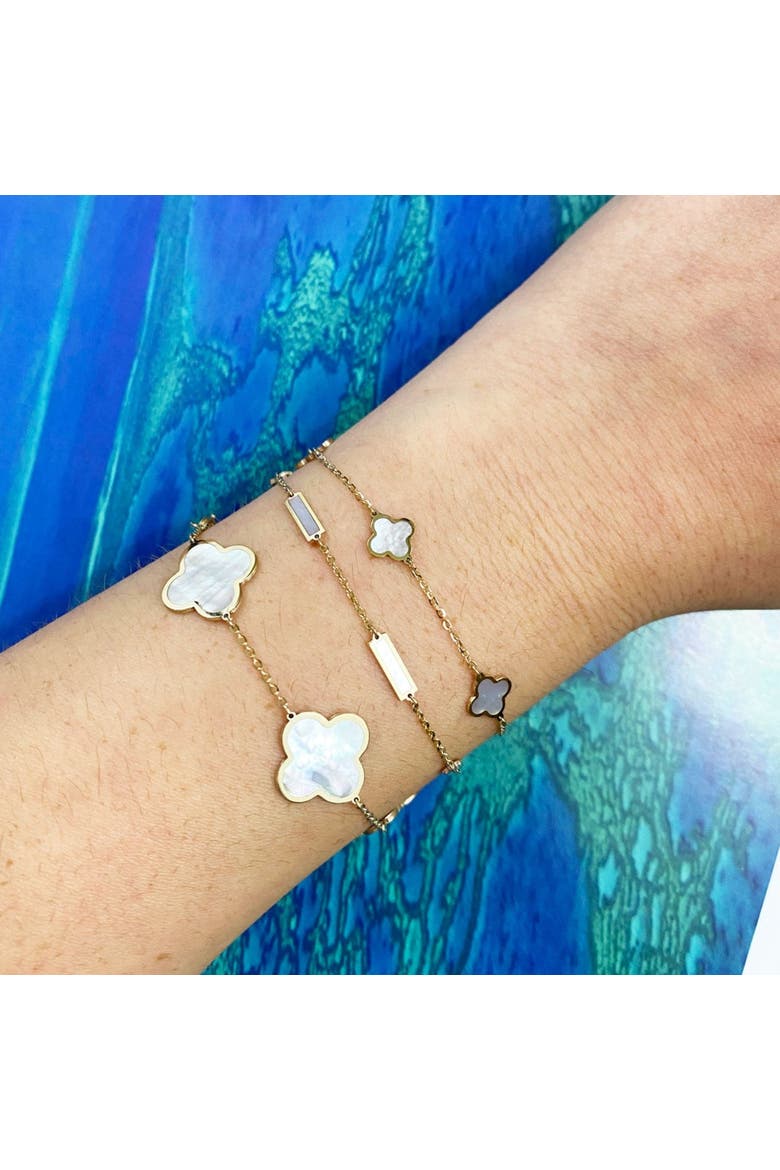 Large Mother of Pearl Clover Bracelet, Alternate, color, Mother of Pearl