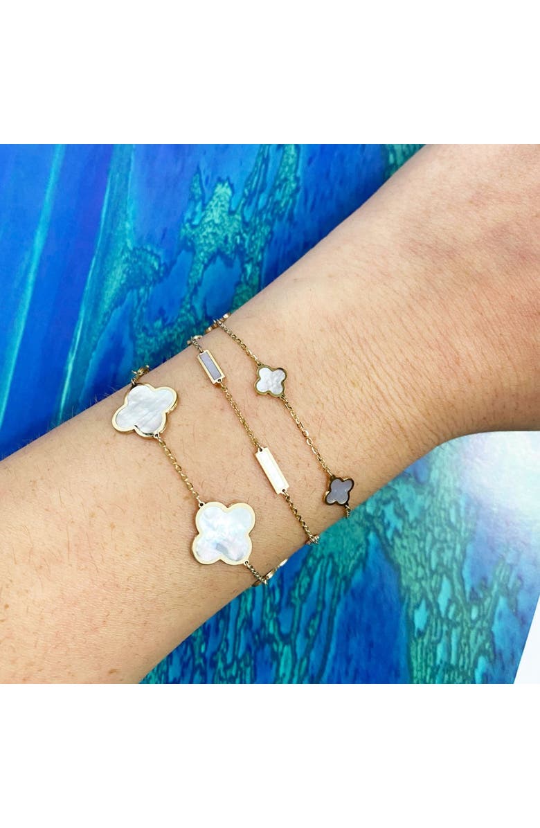 The Lovery Fine Jewelry Large Mother of Pearl Clover Bracelet, Alternate, color, Mother Of Pearl