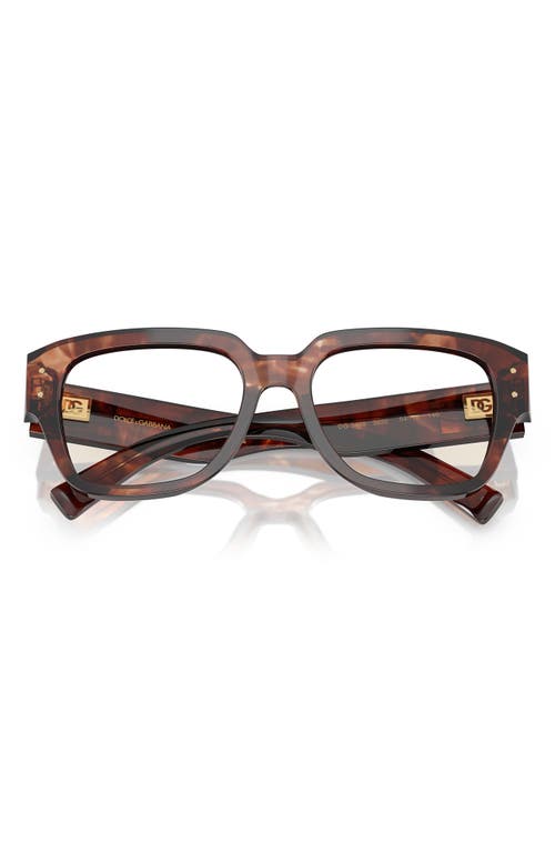 Dolce & Gabbana Dolce&gabbana 54mm Square Optical Glasses In Red Havana