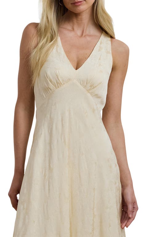 Shop Ralph Lauren Lauren  Floral Jacquard Sleeveless Midi Dress In Ivory Beige
