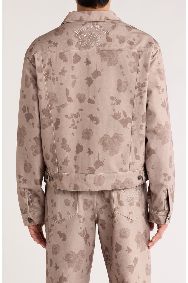 Tonal Floral Twill Trucker Jacket, Alternate, color, PEBBLE