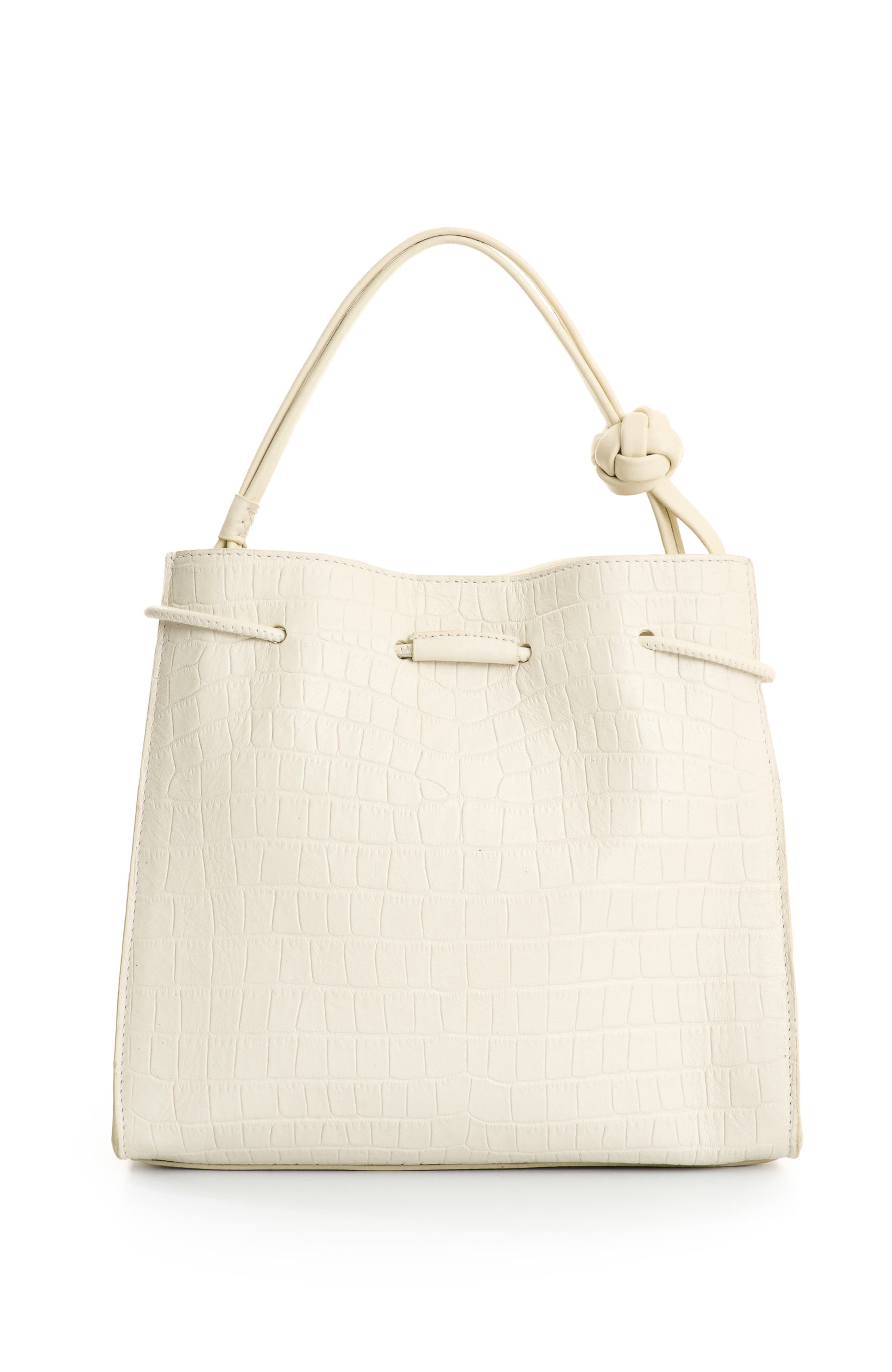 Aromia Embossed Leather Bowling Bag, Alternate, color, White