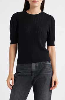 The Ladder Pointelle Short Sleeve Cashmere Sweater