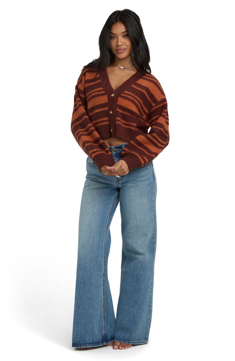 Billabong Something About It Stripe Crop Cardigan, Alternate, color, Pinkie