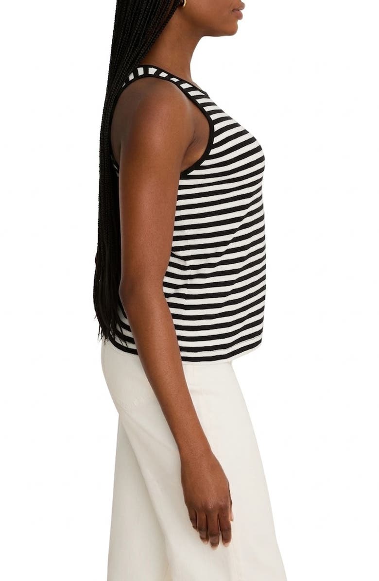 NZT by NIC+ZOE Stripe Cape Rib Tank, Alternate, color, Black Multi