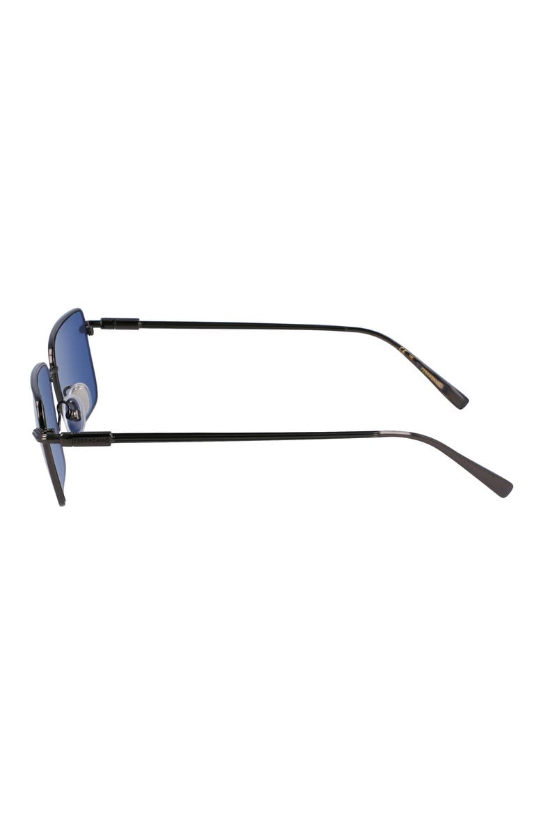 Gancini Evolution 57mm Rectangular Sunglasses, Alternate, color, DARK GUN/ BLUE