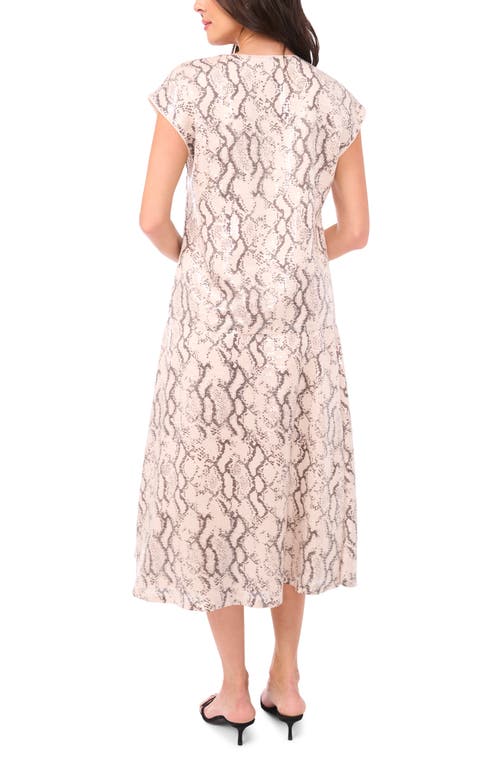 Vince Camuto Sequin Cap Sleeve Top In Neutral