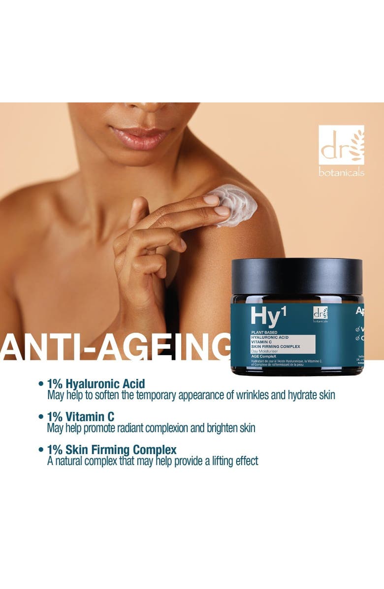 DR BOTANICALS Hyaluronic Acid 1% 
Vitamin C 1% 
Skin Firming Complex 1% Day Moisturiser 60ml x 2 Duo Pack, Alternate, color, White